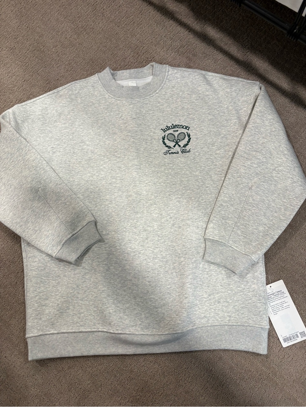 lululemon athletica women’s Grey Tennis Club Crewneck Sweatshirt NWT